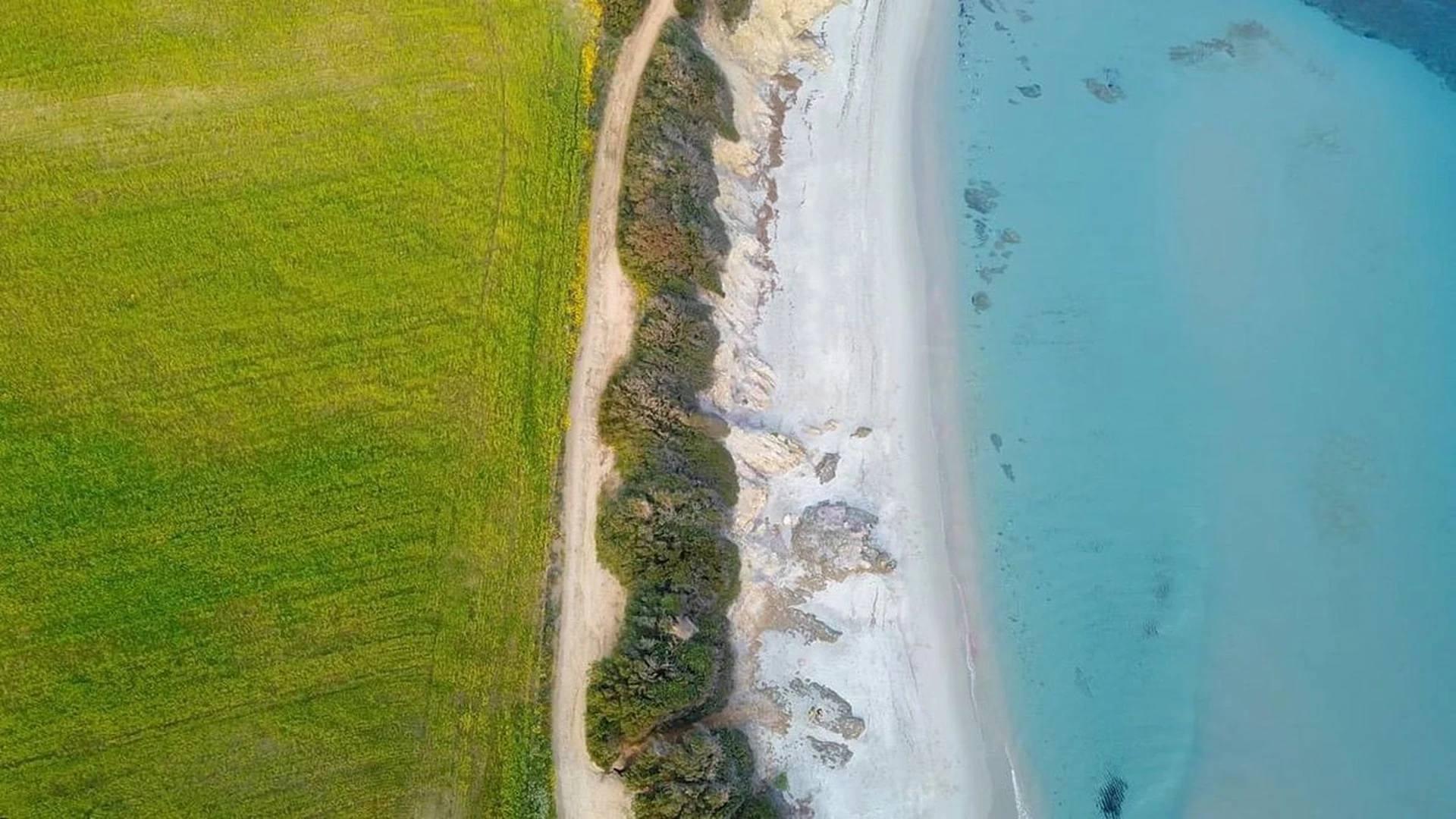 Spiaggia e campagna dei dintorni viste dall'alto
